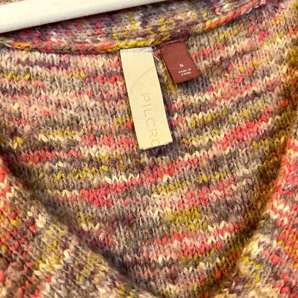 Anthropologie Pilcro Multicolor V-Neck Knit Sweater‎ S Slouchy Oversized Boho - Picture 6 of 7